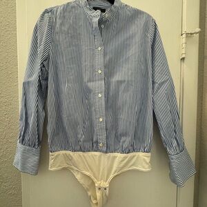 J. Crew Blue and White Striped Bodysuit